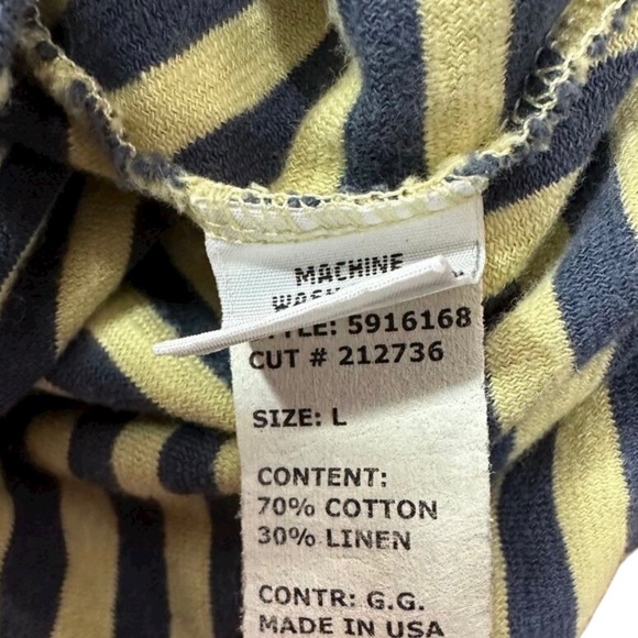 Cut-Loose Women’s Blue and Yellow Striped Top V Neck Stretch Comfort Large - Picture 6 of 7